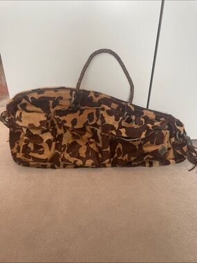Leopard Print calf hair Tennis Bag - Brown & Tan